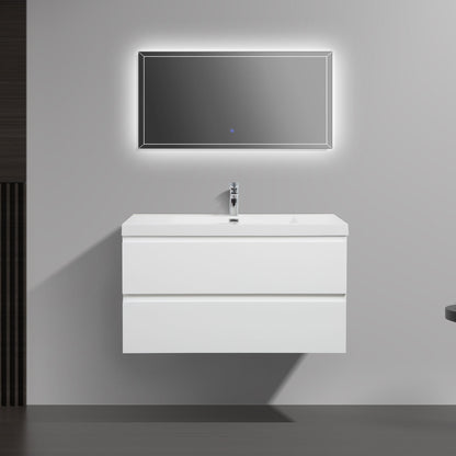 WOODBRIDGE 35-3/8 in. W x 19-5/8 in. D Wall Mounted Floating Vanity in Glossy White with Resin Composite Vanity Top in Glossy White