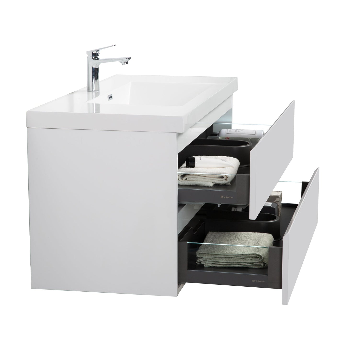WOODBRIDGE 35-3/8 in. W x 19-5/8 in. D Wall Mounted Floating Vanity in Glossy White with Resin Composite Vanity Top in Glossy White