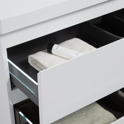 WOODBRIDGE 35-3/8 in. W x 19-5/8 in. D Wall Mounted Floating Vanity in Glossy White with Resin Composite Vanity Top in Glossy White