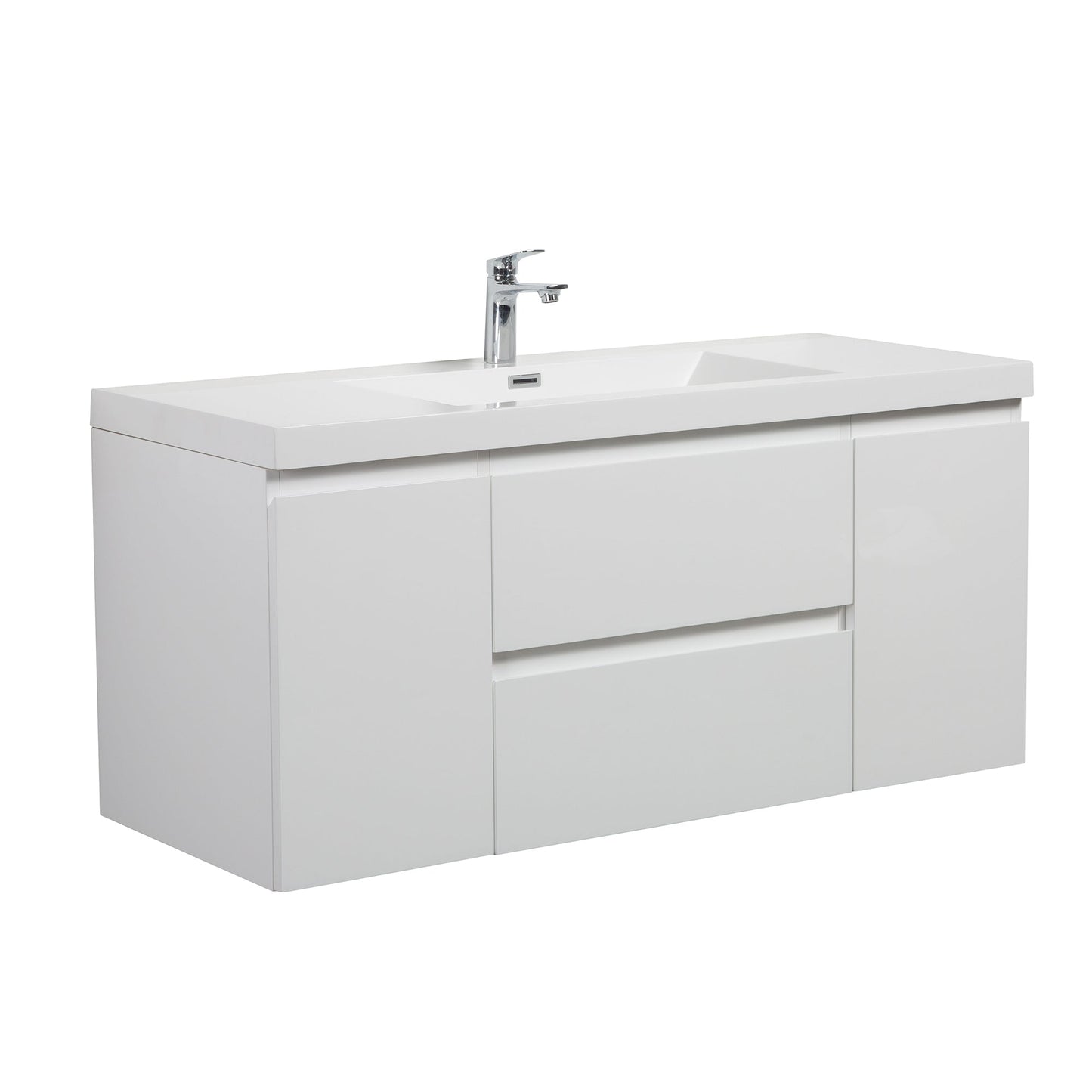 WOODBRIDGE 47-1/4 in. W x 19-5/8 in. D Wall Mounted Floating Vanity in Glossy White with Resin Composite Vanity Top in Glossy White