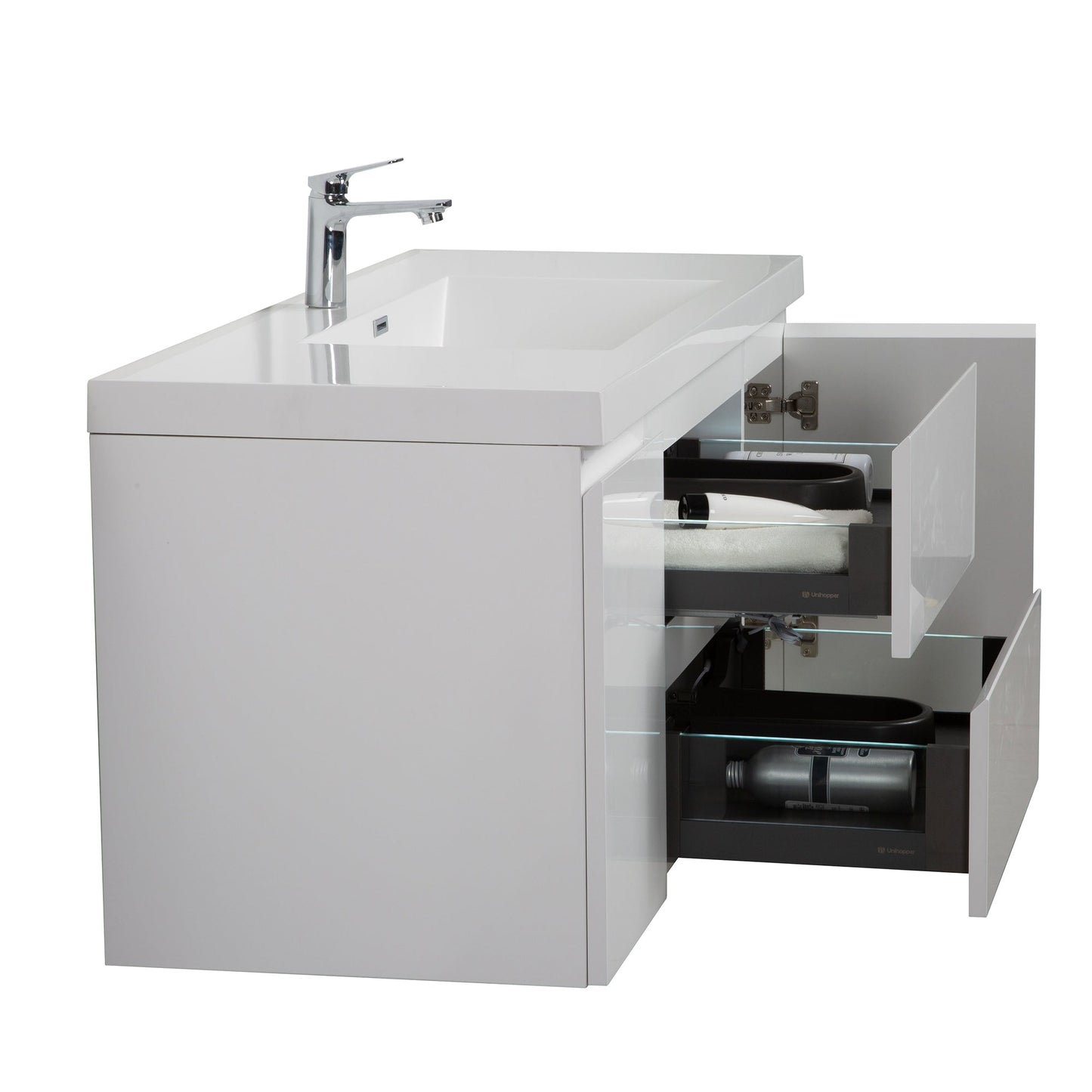 WOODBRIDGE 47-1/4 in. W x 19-5/8 in. D Wall Mounted Floating Vanity in Glossy White with Resin Composite Vanity Top in Glossy White