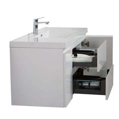 WOODBRIDGE 47-1/4 in. W x 19-5/8 in. D Wall Mounted Floating Vanity in Glossy White with Resin Composite Vanity Top in Glossy White