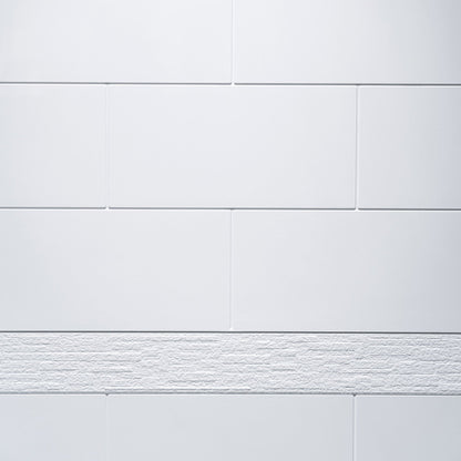 Woodbridge Solid Surface 60" W X 36'' D X 79" H Shower Wall Panel Surround, Two Install Option, Cuttable, Staggered Brick Pattern