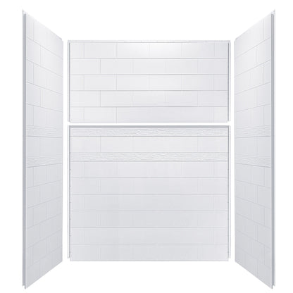 Woodbridge Solid Surface 60" W X 36'' D X 79" H Shower Wall Panel Surround, Two Install Option, Cuttable, Staggered Brick Pattern