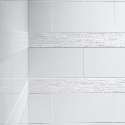 Woodbridge Solid Surface 60" W X 36'' D X 79" H Shower Wall Panel Surround, Two Install Option, Cuttable, Staggered Brick Pattern