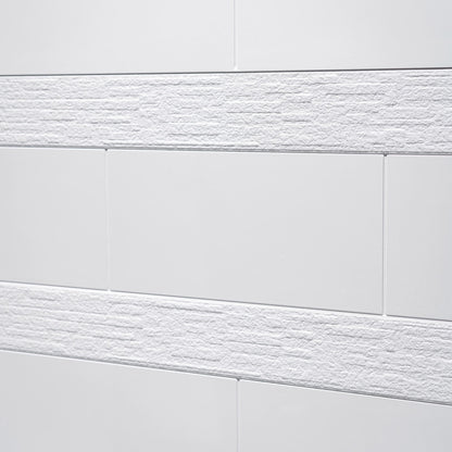 Woodbridge Solid Surface 60" W X 36'' D X 79" H Shower Wall Panel Surround, Two Install Option, Cuttable, Staggered Brick Pattern