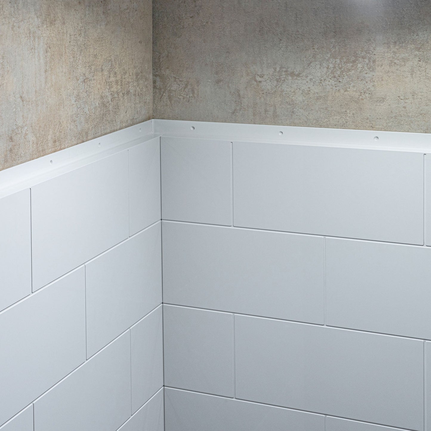 Woodbridge Solid Surface 60" W X 36'' D X 79" H Shower Wall Panel Surround, Two Install Option, Cuttable, Staggered Brick Pattern