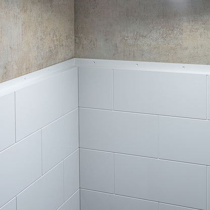 Woodbridge Solid Surface 60" W X 36'' D X 79" H Shower Wall Panel Surround, Two Install Option, Cuttable, Staggered Brick Pattern