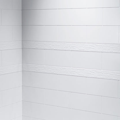Woodbridge Solid Surface 60" W X 36'' D X 79" H Shower Wall Panel Surround, Two Install Option, Cuttable, Staggered Brick Pattern