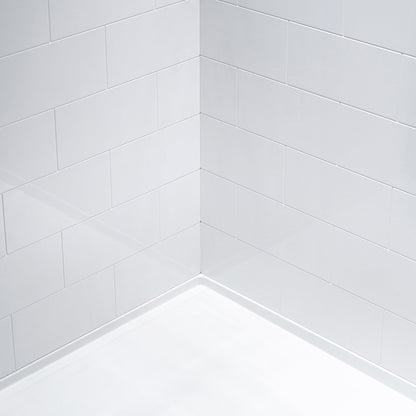 Woodbridge Solid Surface 60" W X 36'' D X 79" H Shower Wall Panel Surround, Two Install Option, Cuttable, Staggered Brick Pattern