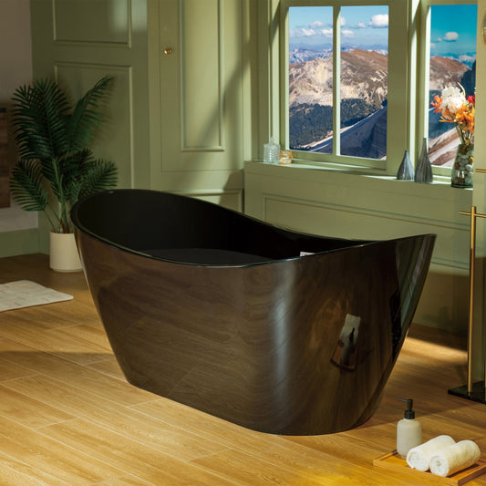 WOODBRIDGE 67" L x 31-1/2" W Freestanding Contemporary Acrylic Soaking Bathtub