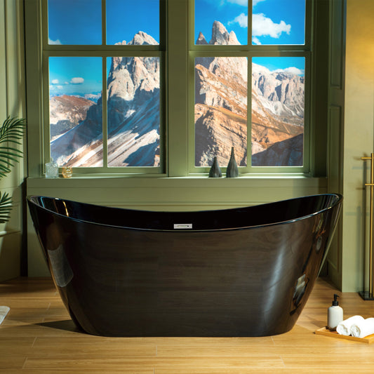 WOODBRIDGE 67" L x 31-1/2" W Freestanding Contemporary Acrylic Soaking Bathtub