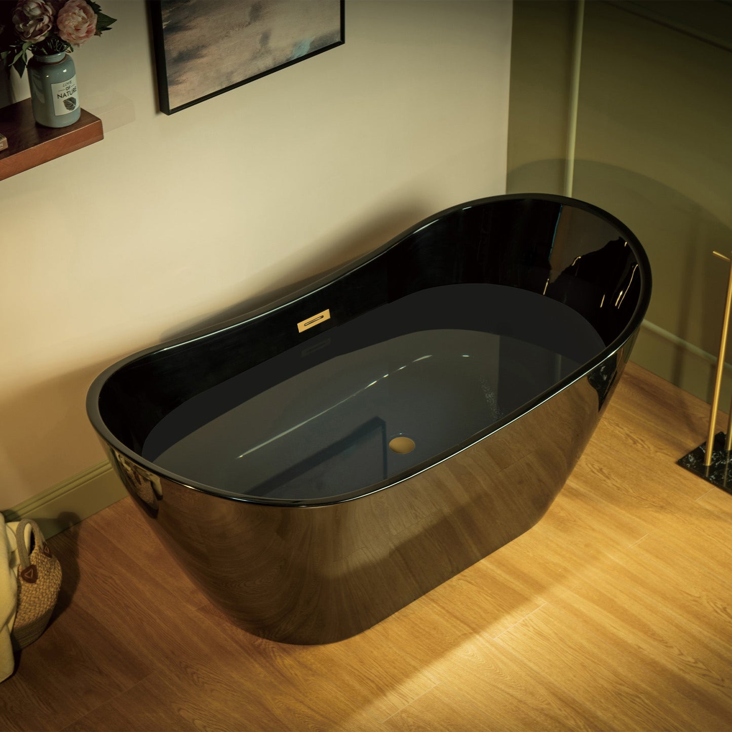 WOODBRIDGE 59" L x 28-3/4" W Freestanding Contemporary Acrylic Soaking Bathtub