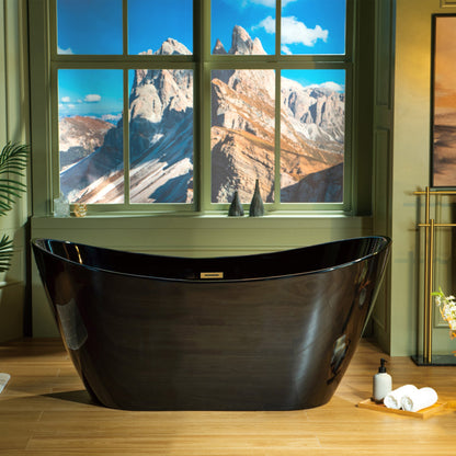 WOODBRIDGE 59" L x 28-3/4" W Freestanding Contemporary Acrylic Soaking Bathtub