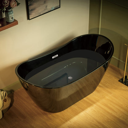 WOODBRIDGE 59" L x 28-3/4" W Freestanding Contemporary Acrylic Soaking Bathtub