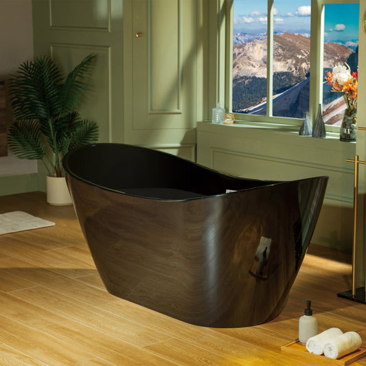 WOODBRIDGE 59" L x 28-3/4" W Freestanding Contemporary Acrylic Soaking Bathtub
