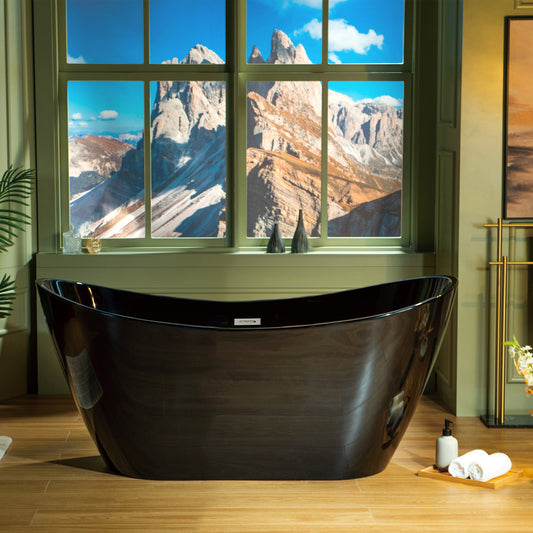 WOODBRIDGE 59" L x 28-3/4" W Freestanding Contemporary Acrylic Soaking Bathtub