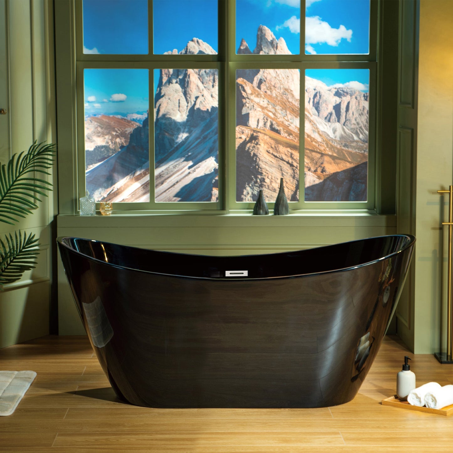WOODBRIDGE 59" L x 28-3/4" W Freestanding Contemporary Acrylic Soaking Bathtub