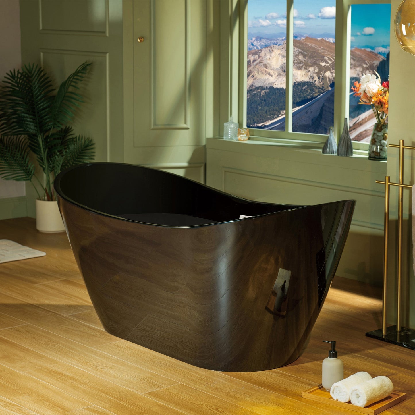 WOODBRIDGE 59" L x 28-3/4" W Freestanding Contemporary Acrylic Soaking Bathtub