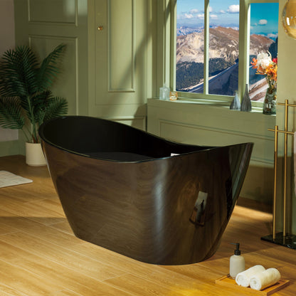 WOODBRIDGE 59" L x 28-3/4" W Freestanding Contemporary Acrylic Soaking Bathtub