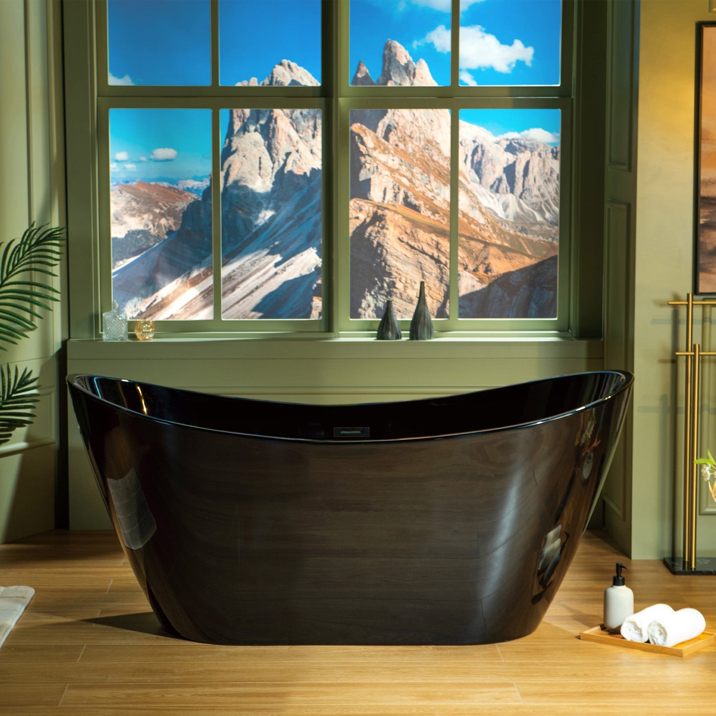 WOODBRIDGE 59" L x 28-3/4" W Freestanding Contemporary Acrylic Soaking Bathtub