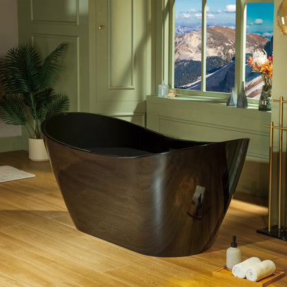 WOODBRIDGE 59" L x 28-3/4" W Freestanding Contemporary Acrylic Soaking Bathtub