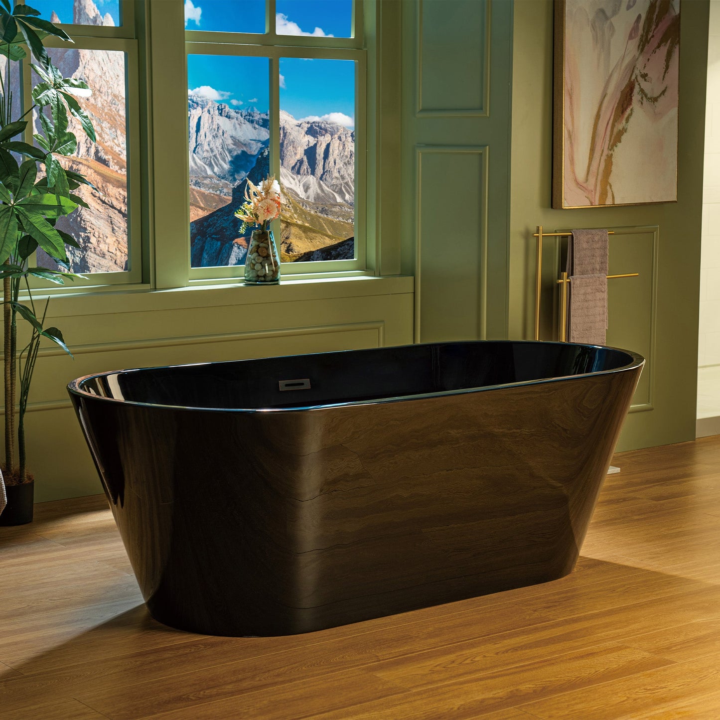 WOODBRIDGE 67" L x 31-1/2" W Freestanding Contemporary Acrylic Soaking Bathtub