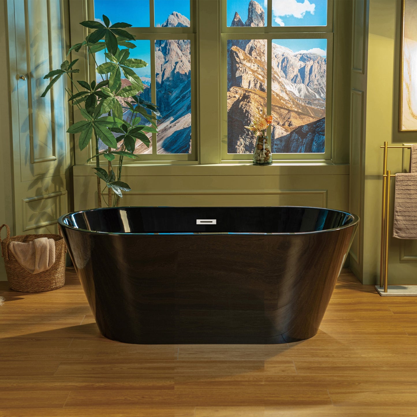 WOODBRIDGE 59" L x 29-1/2" W Freestanding Contemporary Acrylic Soaking Bathtub