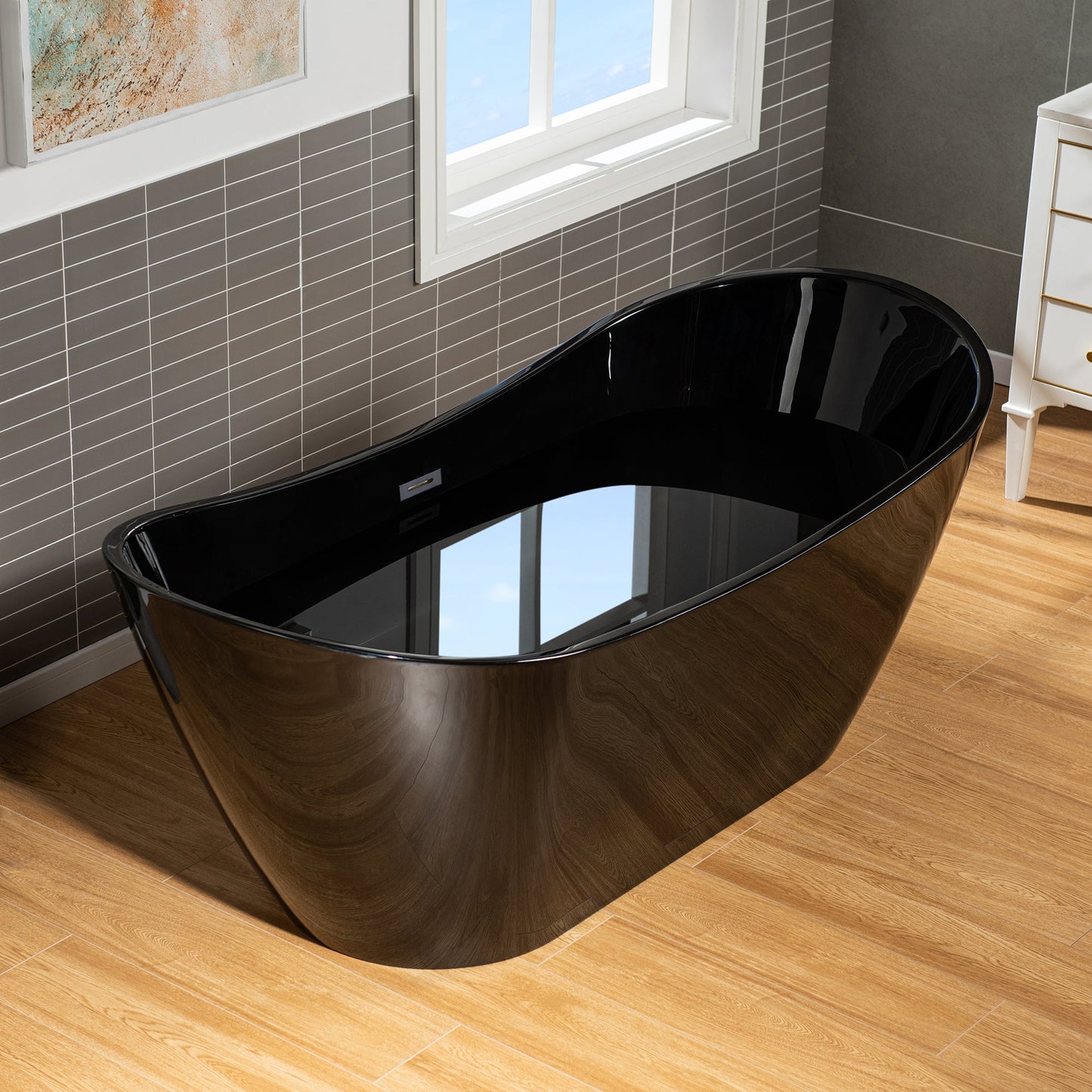 WOODBRIDGE 71" L x 31-1/2" W Freestanding Contemporary Acrylic Soaking Bathtub