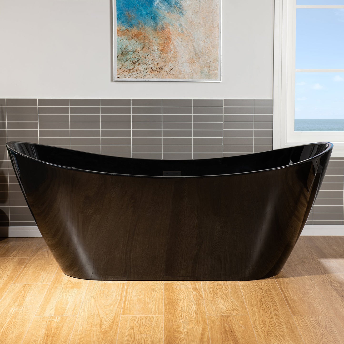 WOODBRIDGE 71" L x 31-1/2" W Freestanding Contemporary Acrylic Soaking Bathtub
