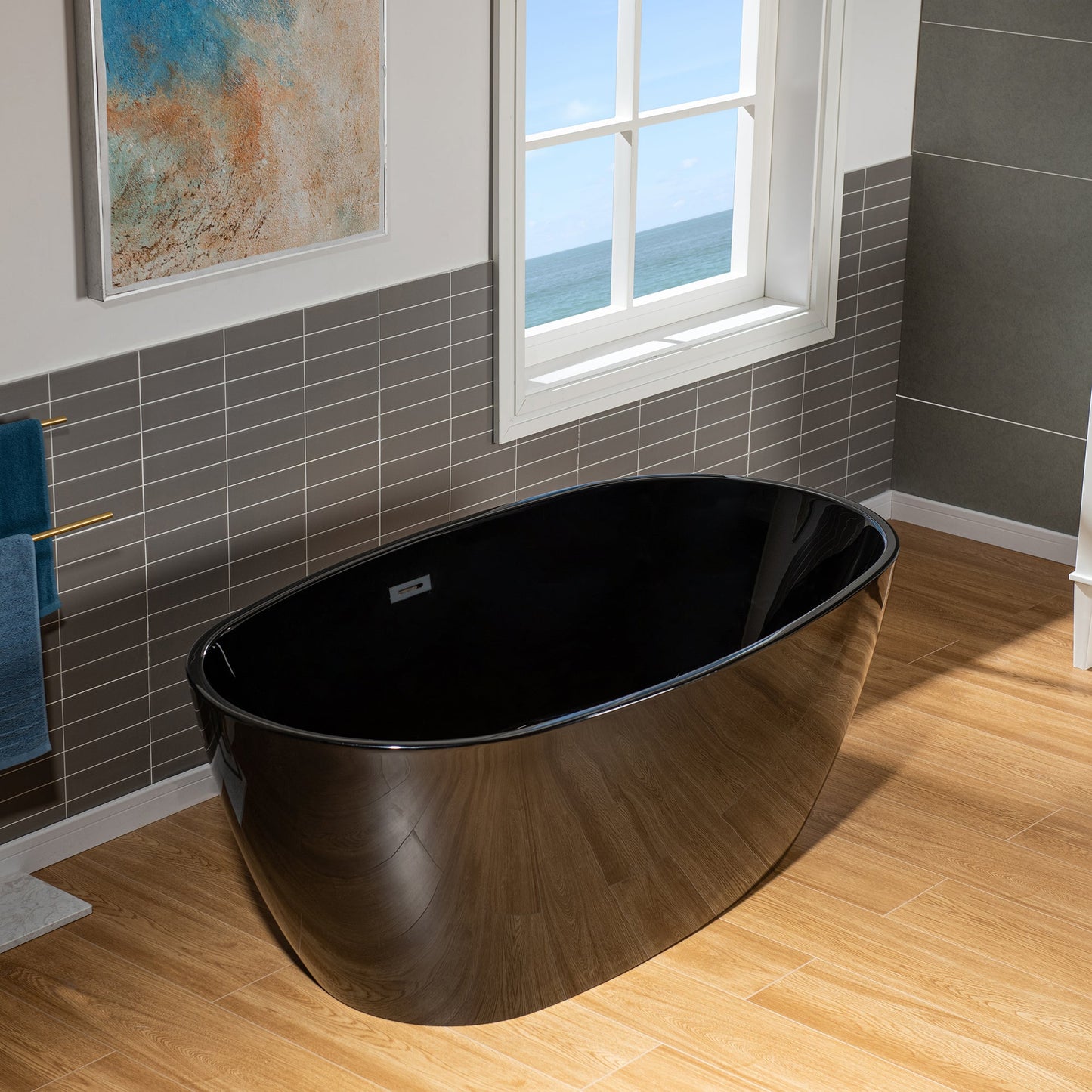 WOODBRIDGE 59" L x 31-1/2" W Freestanding Contemporary Acrylic Soaking Bathtub