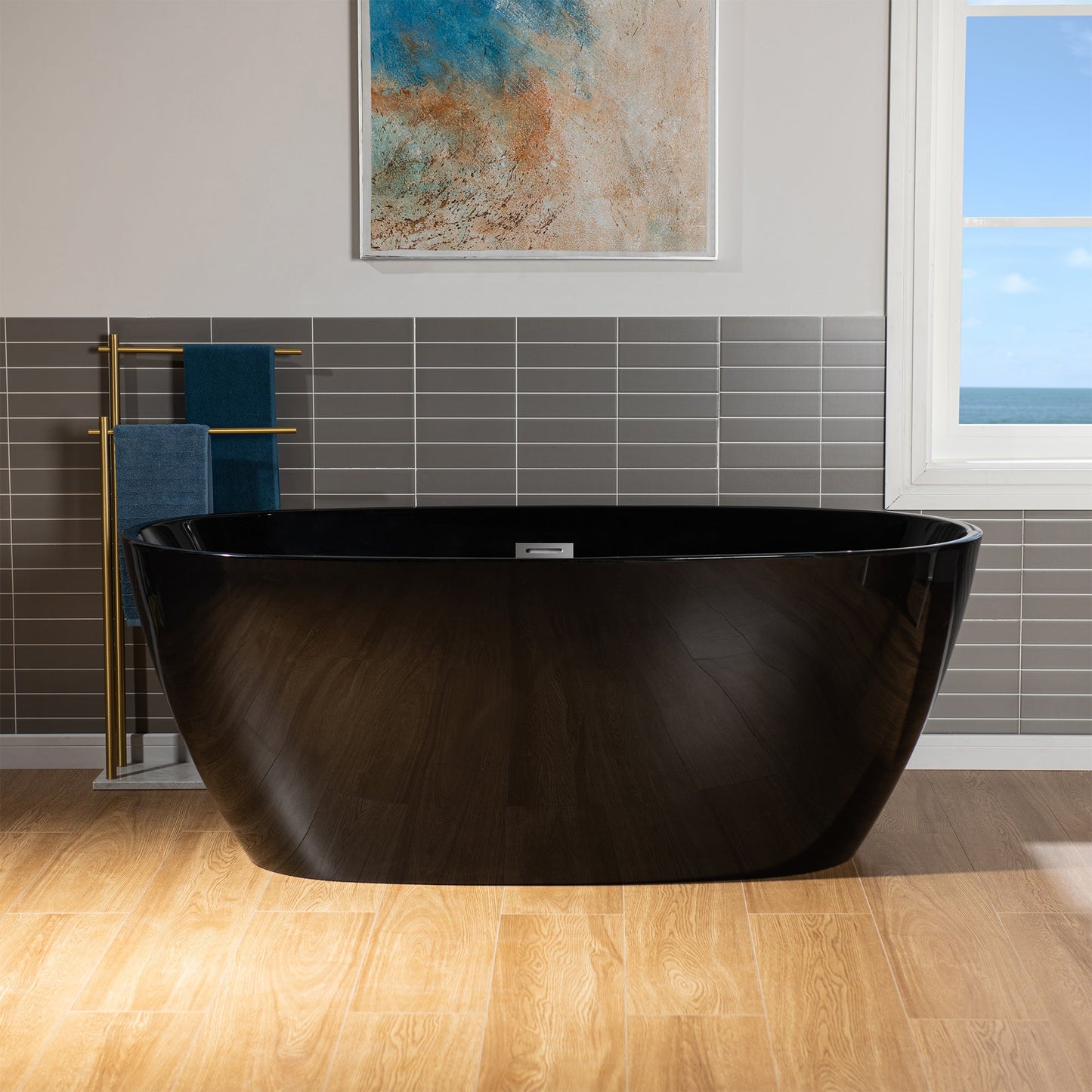 WOODBRIDGE 59" L x 31-1/2" W Freestanding Contemporary Acrylic Soaking Bathtub