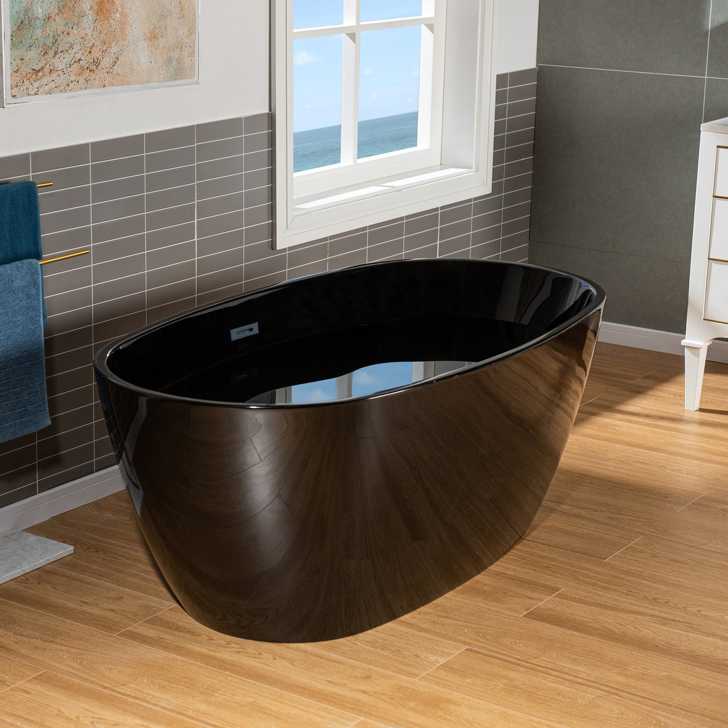 WOODBRIDGE 59" L x 31-1/2" W Freestanding Contemporary Acrylic Soaking Bathtub
