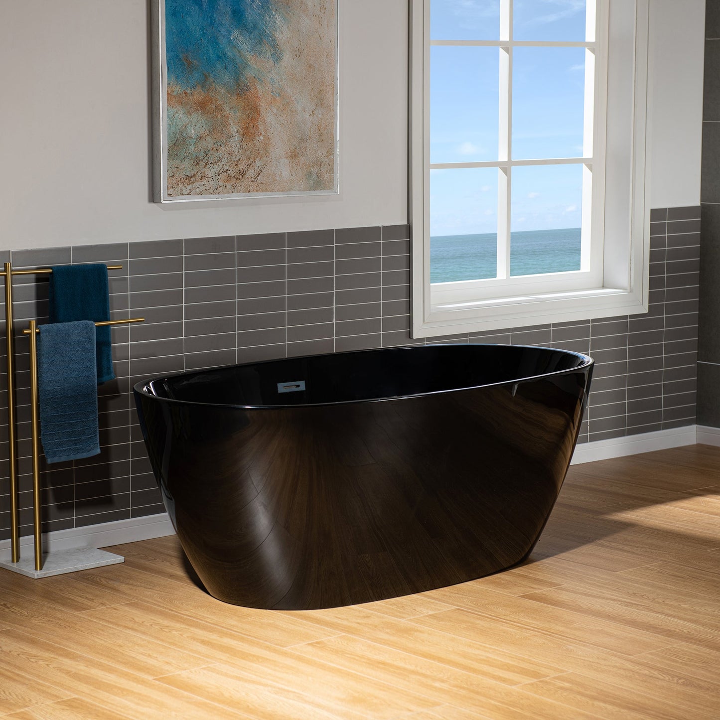 WOODBRIDGE 59" L x 31-1/2" W Freestanding Contemporary Acrylic Soaking Bathtub