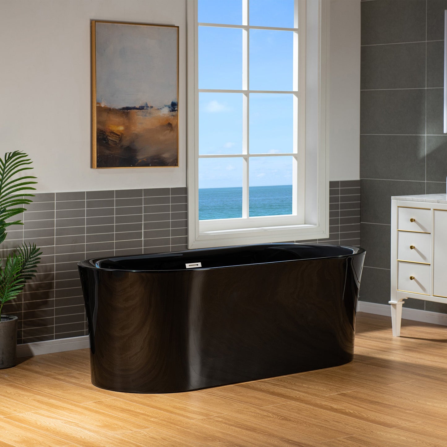 WOODBRIDGE 67" L x 31-1/2" W Freestanding Contemporary Acrylic Soaking Bathtub