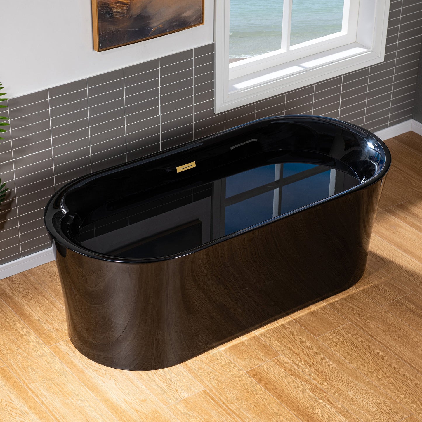 WOODBRIDGE 67" L x 31-1/2" W Freestanding Contemporary Acrylic Soaking Bathtub