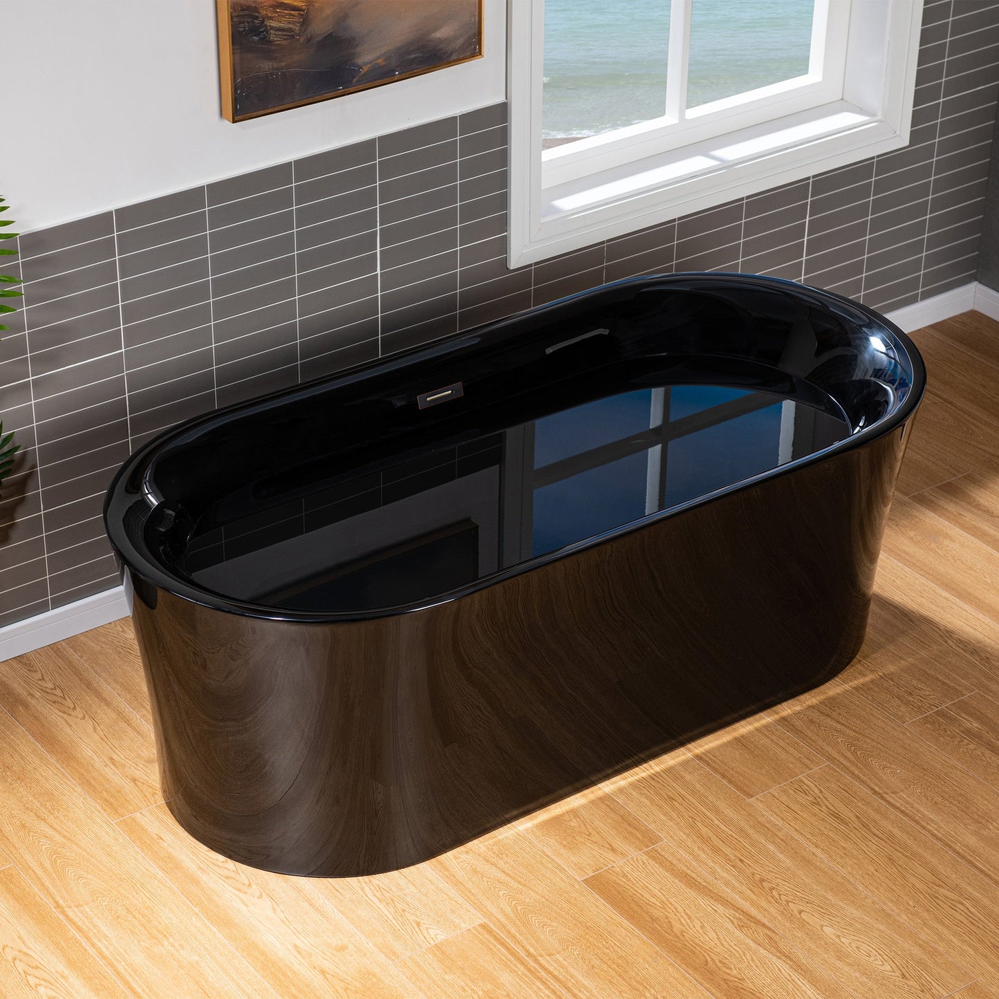 WOODBRIDGE 67" L x 31-1/2" W Freestanding Contemporary Acrylic Soaking Bathtub