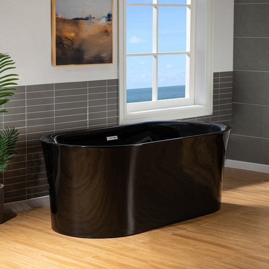 WOODBRIDGE 59" L x 29-1/2" W Freestanding Contemporary Acrylic Soaking Bathtub