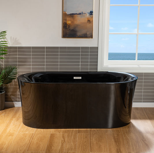 WOODBRIDGE 59" L x 29-1/2" W Freestanding Contemporary Acrylic Soaking Bathtub