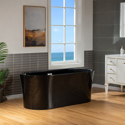 WOODBRIDGE 59" L x 29-1/2" W Freestanding Contemporary Acrylic Soaking Bathtub