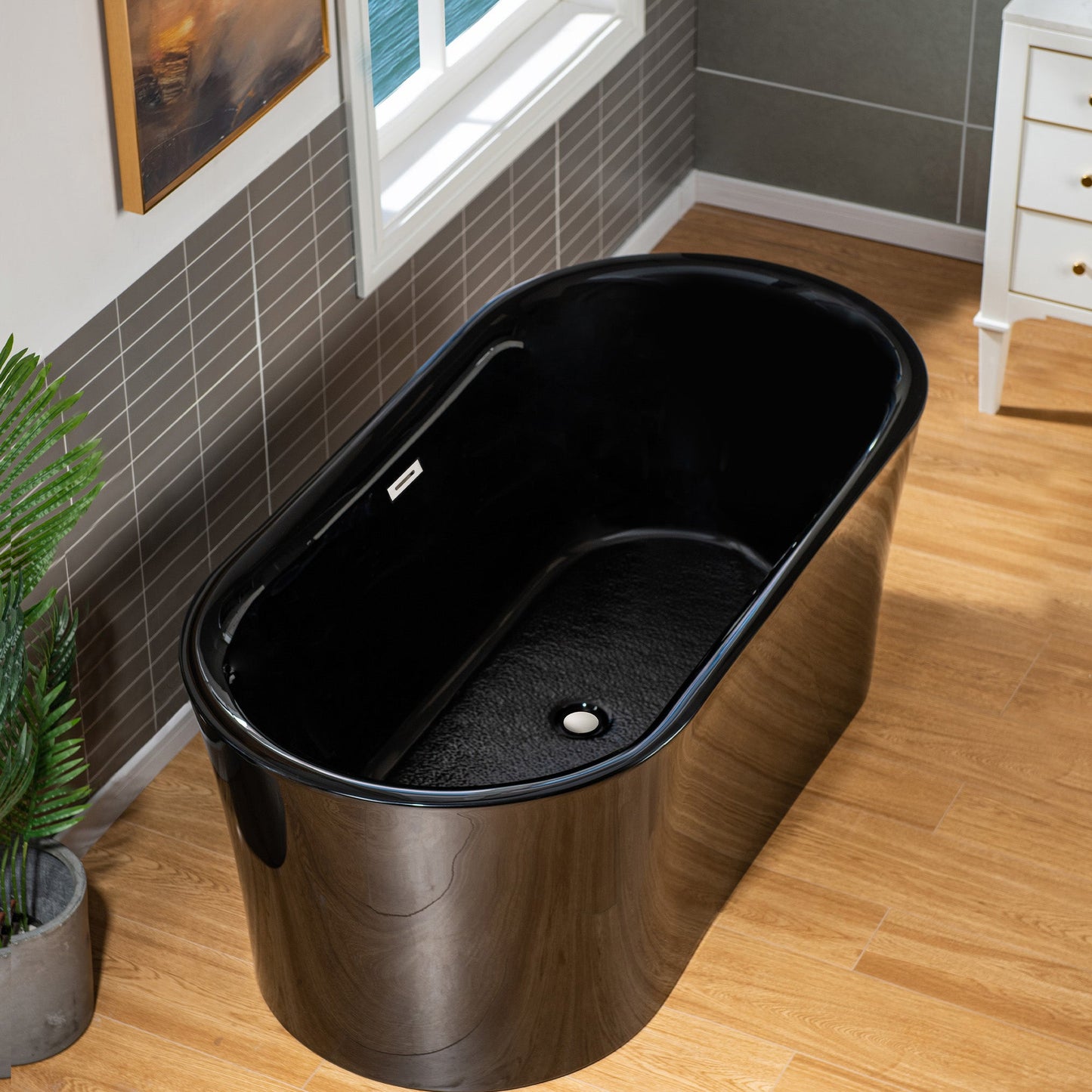 WOODBRIDGE 59" L x 29-1/2" W Freestanding Contemporary Acrylic Soaking Bathtub