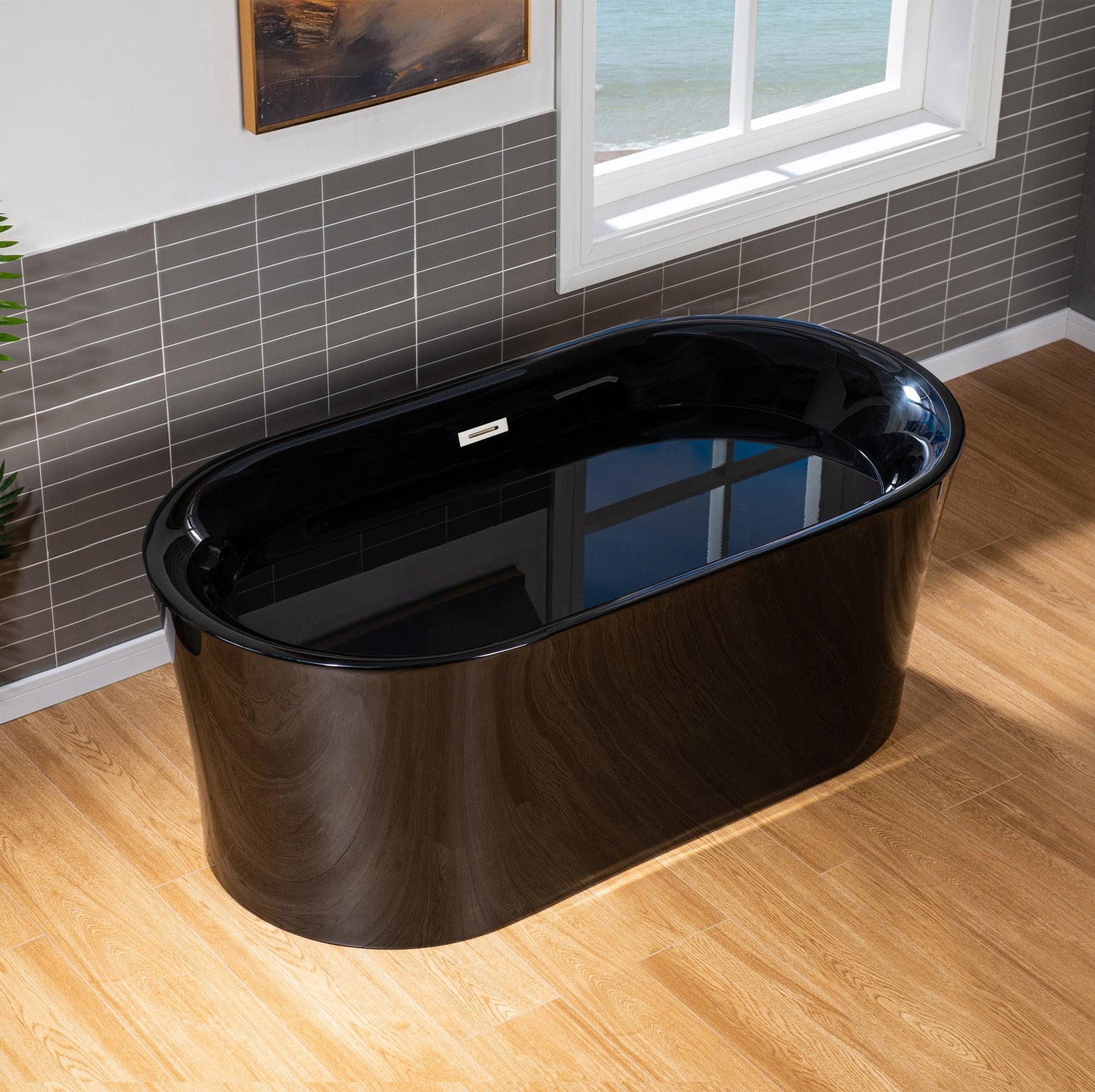 WOODBRIDGE 59" L x 29-1/2" W Freestanding Contemporary Acrylic Soaking Bathtub