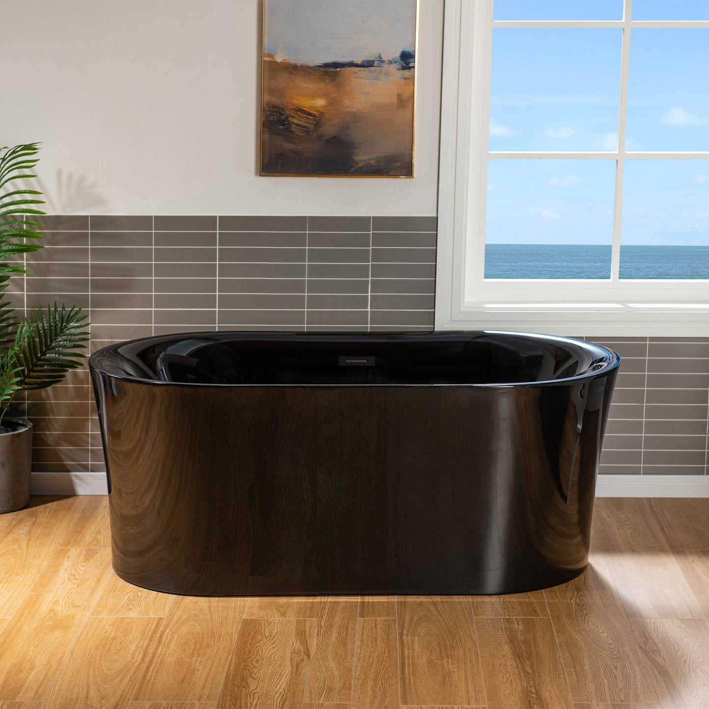 WOODBRIDGE 59" L x 29-1/2" W Freestanding Contemporary Acrylic Soaking Bathtub