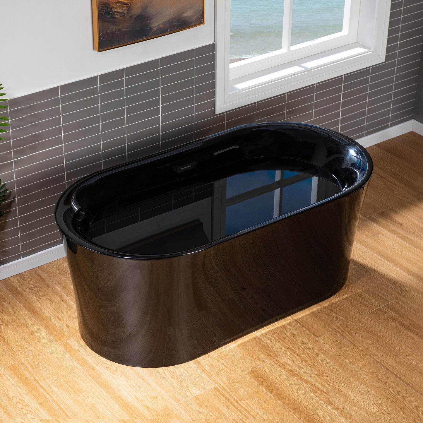 WOODBRIDGE 59" L x 29-1/2" W Freestanding Contemporary Acrylic Soaking Bathtub