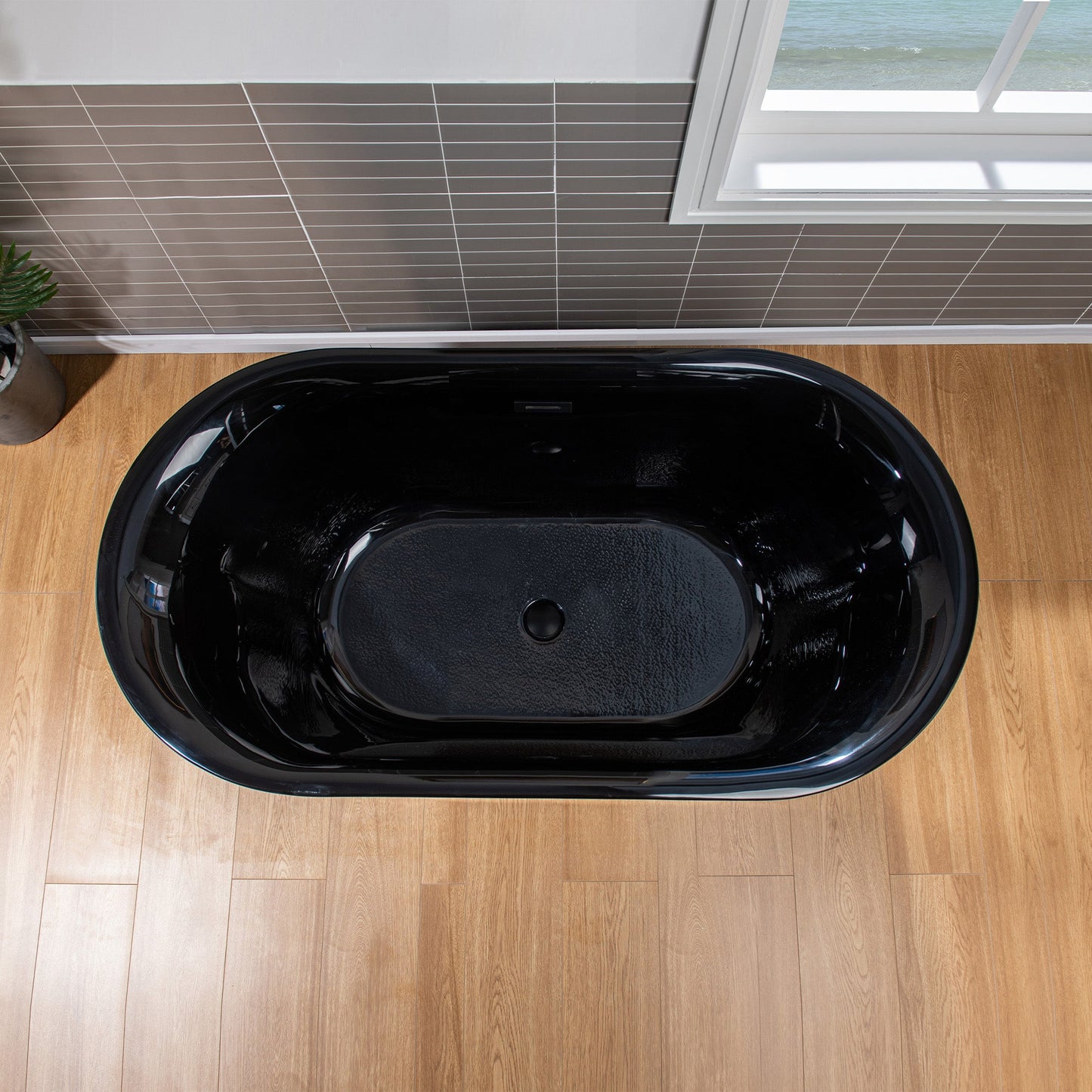 WOODBRIDGE 59" L x 29-1/2" W Freestanding Contemporary Acrylic Soaking Bathtub
