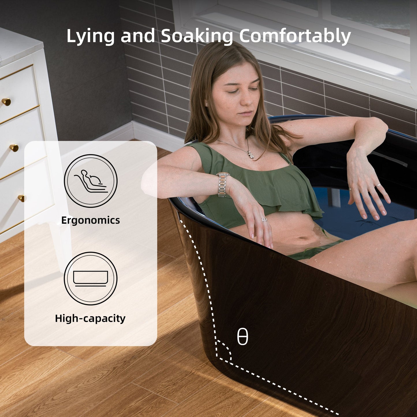 WOODBRIDGE 67" L x 31-1/2" W Freestanding Contemporary Acrylic Soaking Bathtub