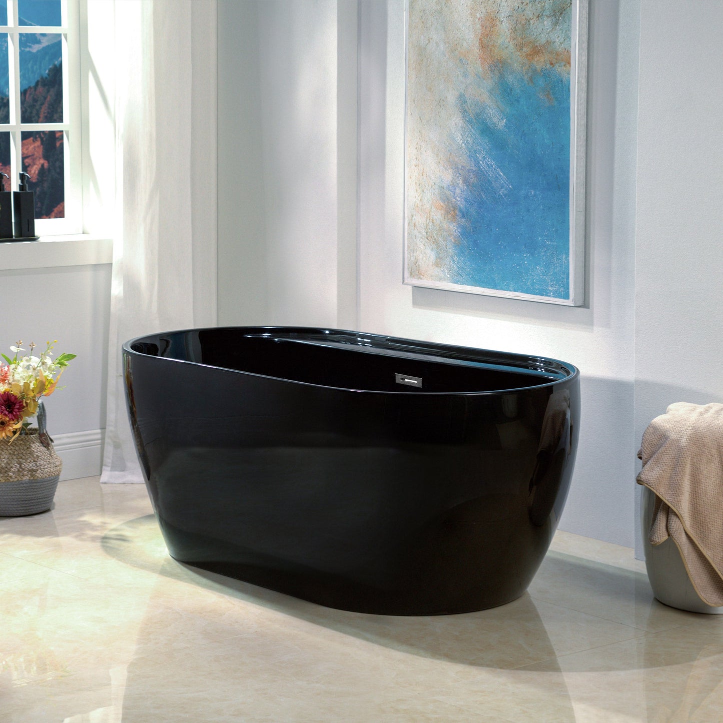 WOODBRIDGE 59" L x 31-1/2" W Freestanding Contemporary Acrylic Soaking Bathtub