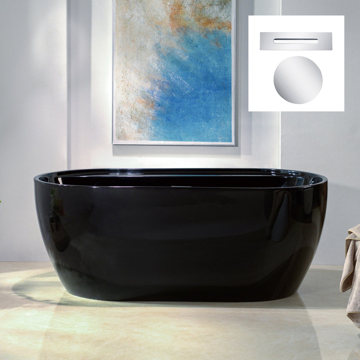 WOODBRIDGE 59" L x 31-1/2" W Freestanding Contemporary Acrylic Soaking Bathtub