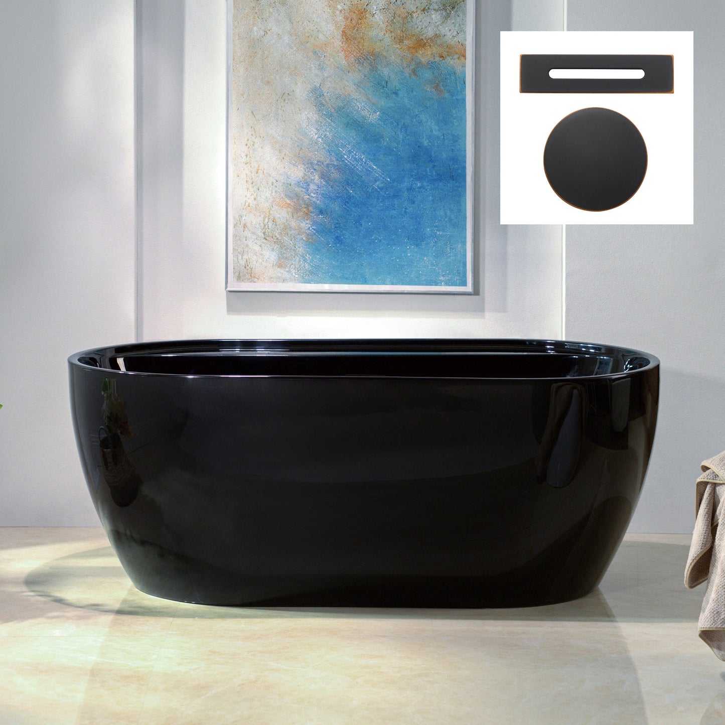 WOODBRIDGE 59" L x 31-1/2" W Freestanding Contemporary Acrylic Soaking Bathtub