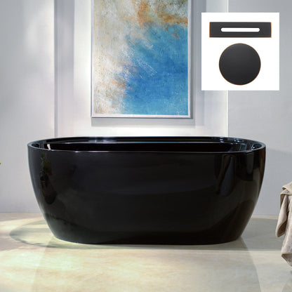WOODBRIDGE 59" L x 31-1/2" W Freestanding Contemporary Acrylic Soaking Bathtub